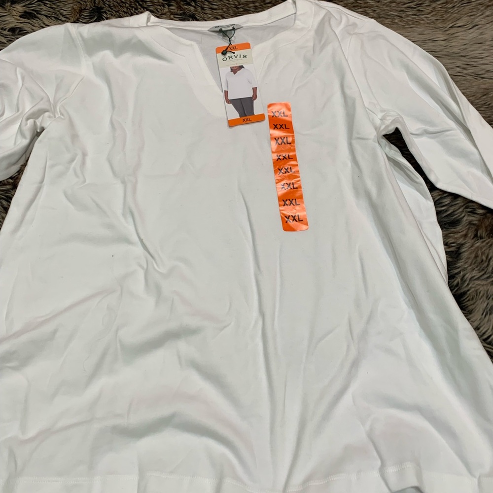 Orvis Ladies' ¾ Sleeve Split Neck Top white size XXL NWT